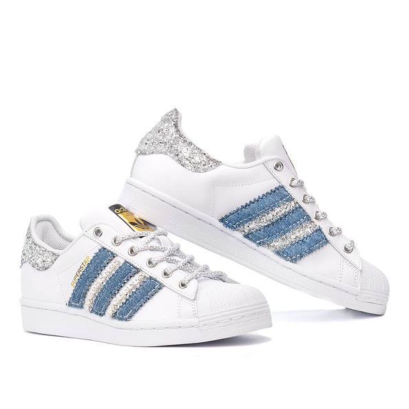 Adidas superstar jeans e brillantini 