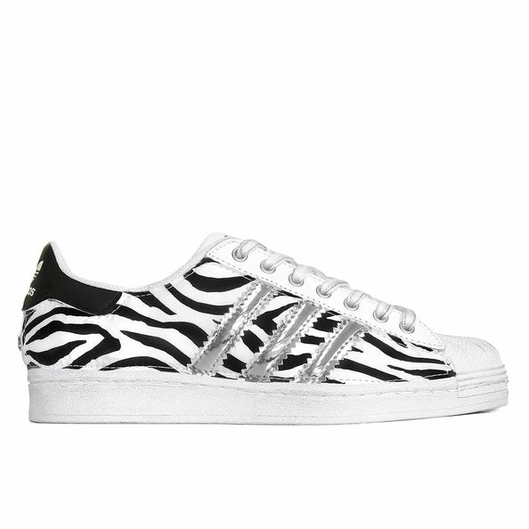 Adidas superstar zebrate con strisce argento reflex