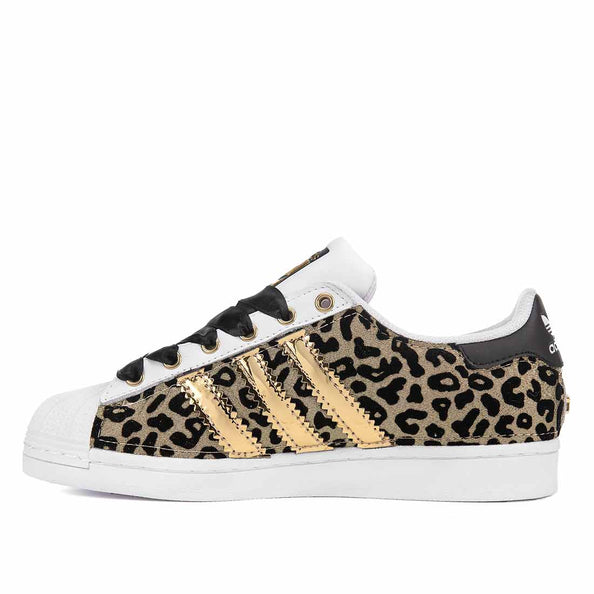 adidas superstar con tessuto leopardato oro
