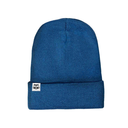 Berretto blu morbido con logo con procione in 100% lana soffice
