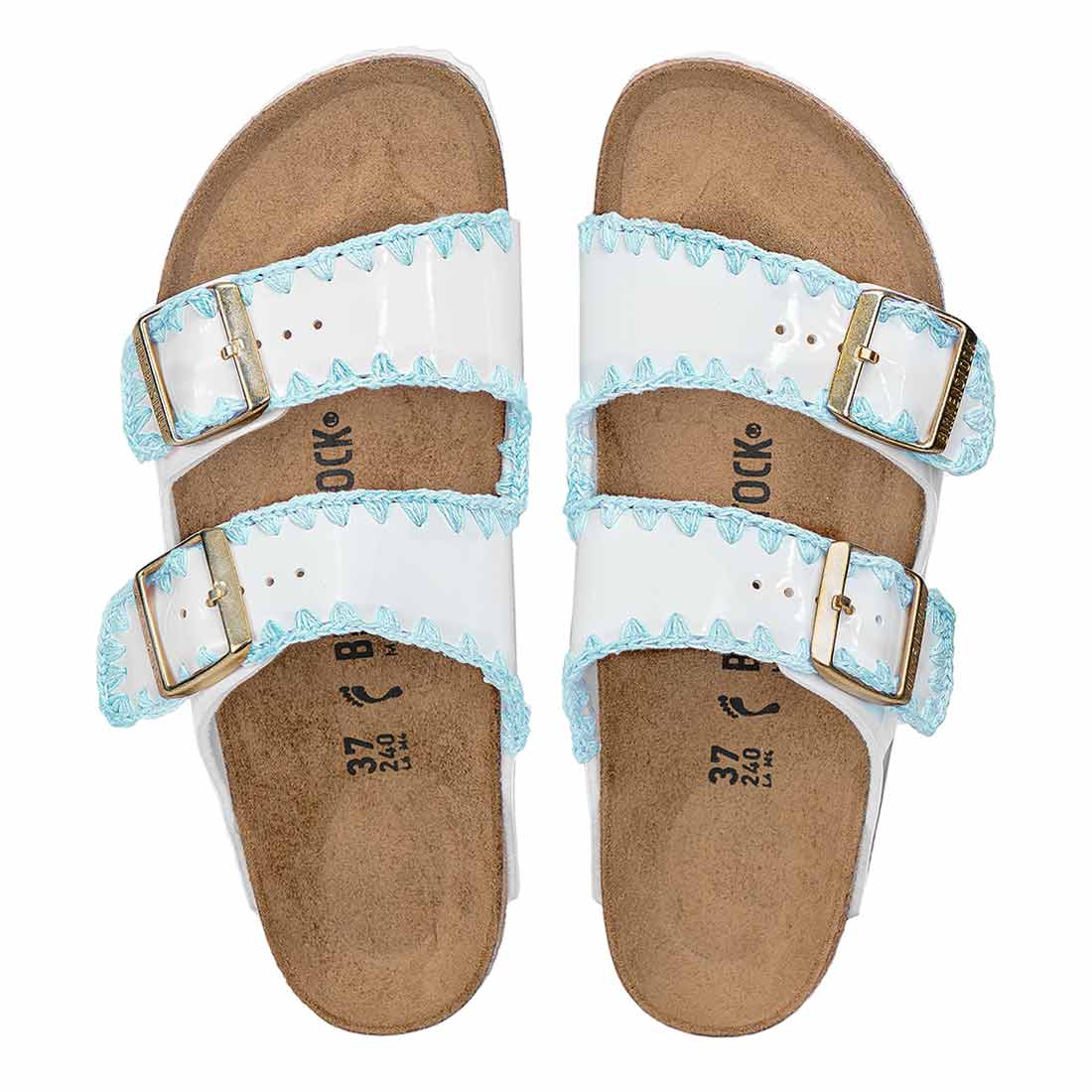 Sandali Arizona Bianchi crochet azzurro