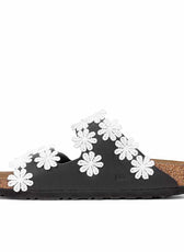Personalizzazione Birkenstock Arizona Nere con Fiori Bianchi - Outlet