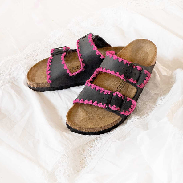 Ciabatte Birkenstock  Arizona con Ricamo fatto a mano fucsia