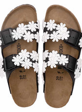 Personalizzazione Birkenstock Arizona Nere con Fiori Bianchi - Outlet