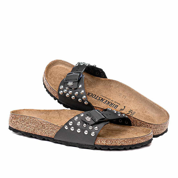 Ciabatte Birkenstock nere con Borchie a sfera argento