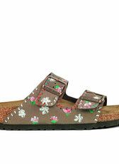 Personalizzazione Birkenstock Arizona Marroni con Fiorellini dipinti - Outlet