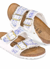 Personalizzazione Birkenstock Arizona Bianche Blu stile Capri - Outlet