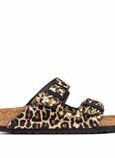 Birkenstock arizona animalier con trama leopardata e borchiette oro