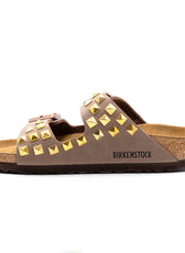 Personalizzazione Birkenstock Arizona con Borchie a Piramide Oro - Marrone Mocca - Outlet