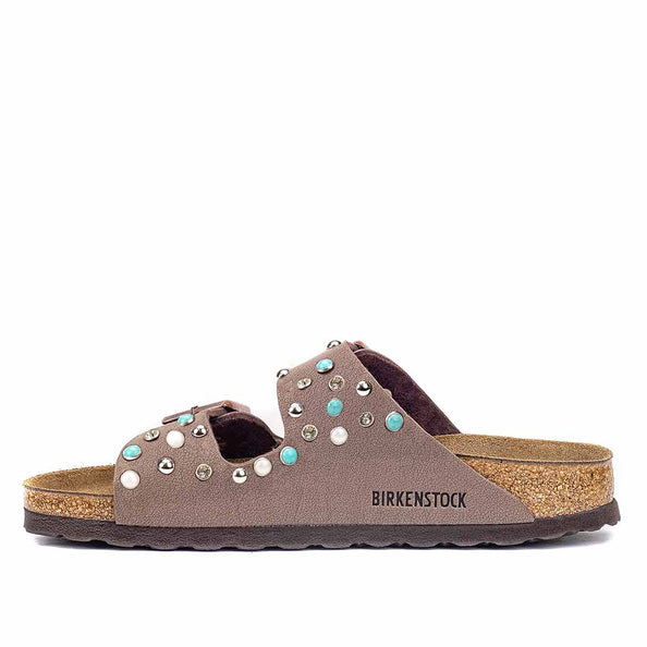 Birkenstock con cabochon perle strass e borchie argento