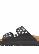 Birkenstock platform con borchie quadrate argento