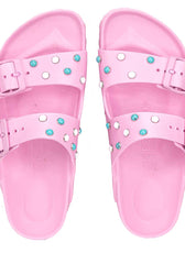 Birkenstock rosa con cabochon azzurro e bianco 