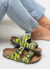 Birkenstock Arizona Personalizzate texture Zebra colore Giallo Fluo