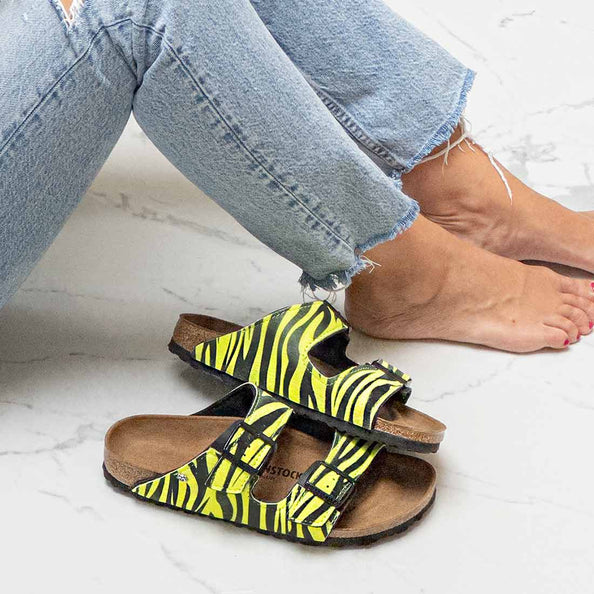 Birkenstock Arizona Personalizzate texture Zebra colore Giallo Fluo