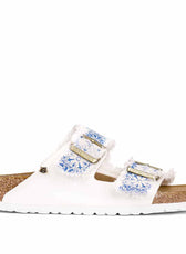 Ciabatta da mare Birkenstock stile mediterraneo  bianche e blu con frange 