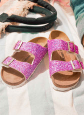 Ciabatte birkenstock arizona con glitter fucsia e rosa