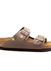 Personalizzazione Birkenstock Arizona con Borchie a Piramide Oro - Marrone Mocca - Outlet