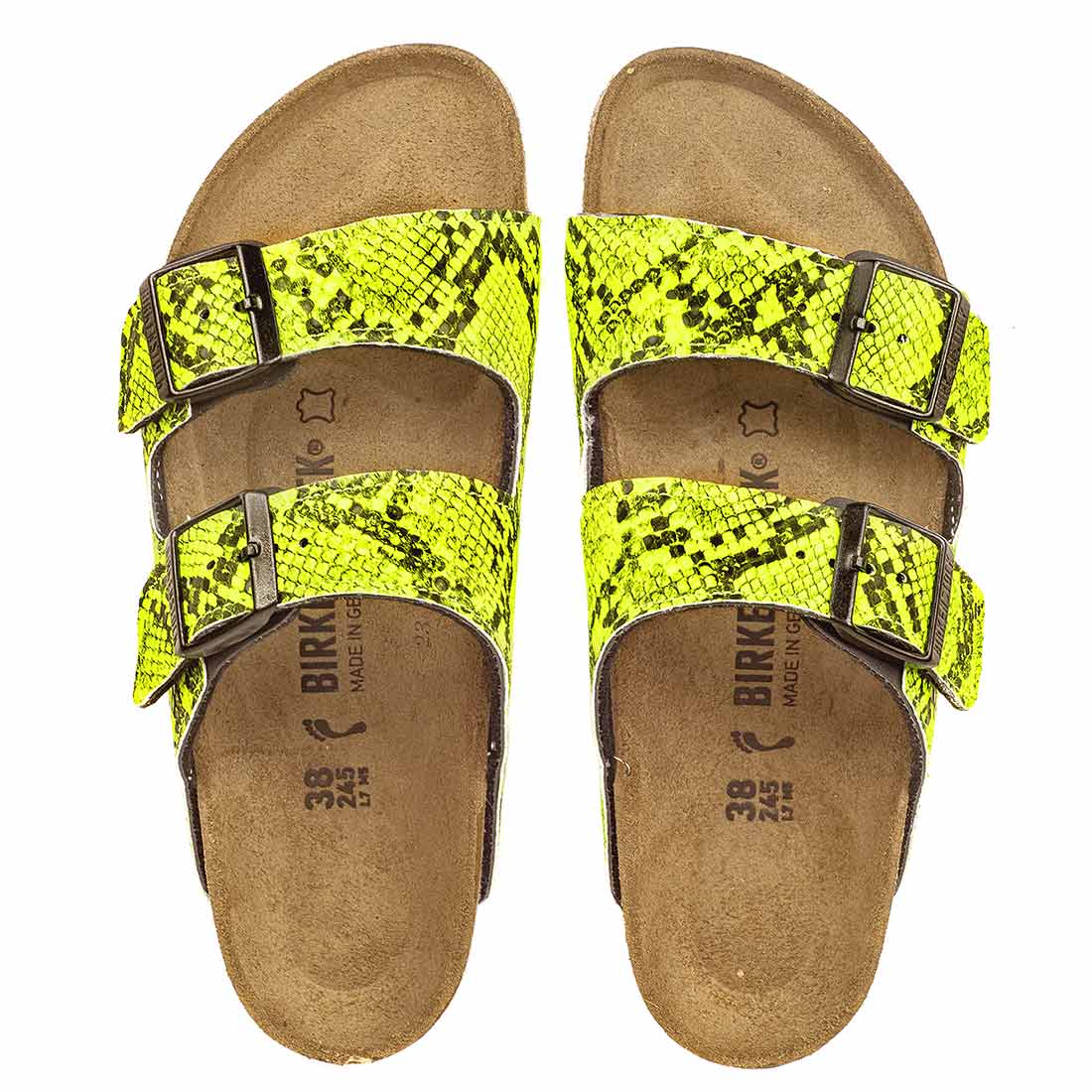 Ciabatte Birkenstock in pitone colore giallo neon