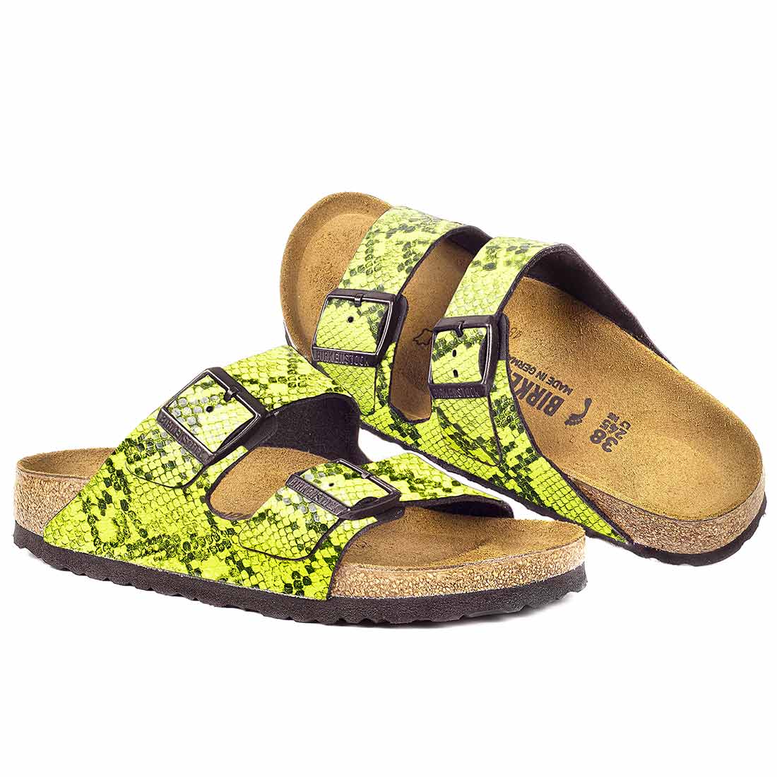 Ciabatte in pitone colore giallo neon fluo