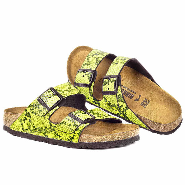 Ciabatte in pitone colore giallo neon fluo