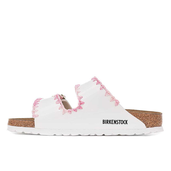 Ciabatte bianche Ricamate rosa marca Birkenstock modello Arizona