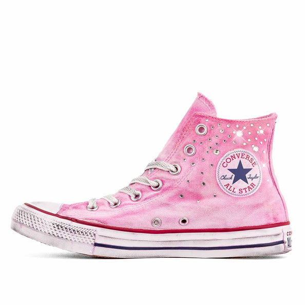 Converse all star rosa con brillantini effetto dirty