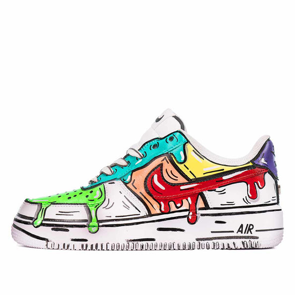 Nike AF1 cartoon con effetto goccia disegnate a mano