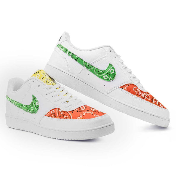 Nike court vision con inserti bandana giallo arancio e verde 