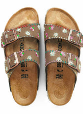 Personalizzazione Birkenstock Arizona Marroni con Fiorellini dipinti - Outlet