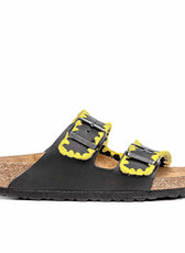 Personalizzazione Birkenstock Arizona nere con Ricamo Giallo - Outlet