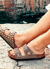 Personalizzazione Birkenstock Arizona con Borchie a Piramide Oro - Marrone Mocca - Outlet