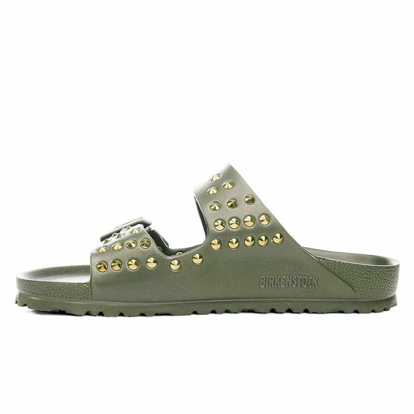 Sandali Birkenstock Verdi personalizzati con borchie oro