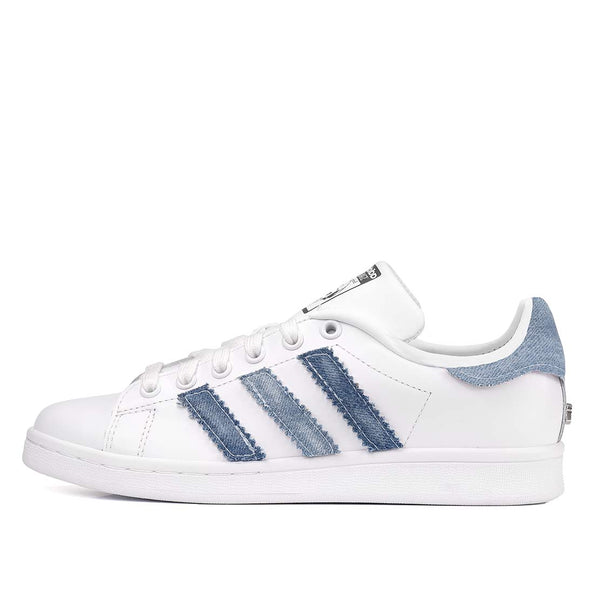 Scarpe bianchea con tessuto in denim jeans 
