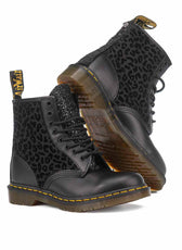 Stivali dr martens neri con effetto leopardato e brillantini neri