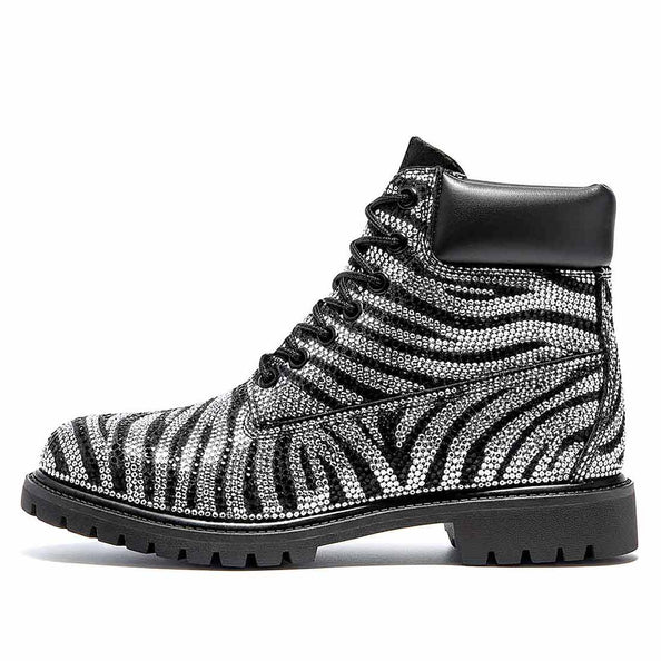 timberland zebrate con diamanti bianchi e neri