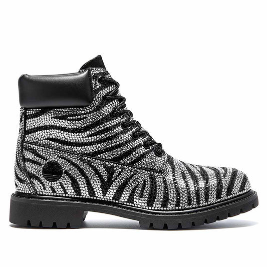 timberland zebrate con strass bianco e nero