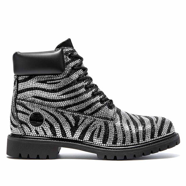 timberland zebrate con strass bianco e nero