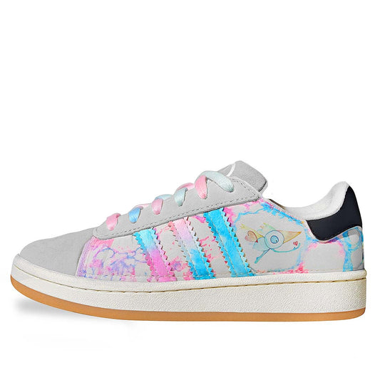 Adidas grigio con effetto acquarello rosa e azzurro