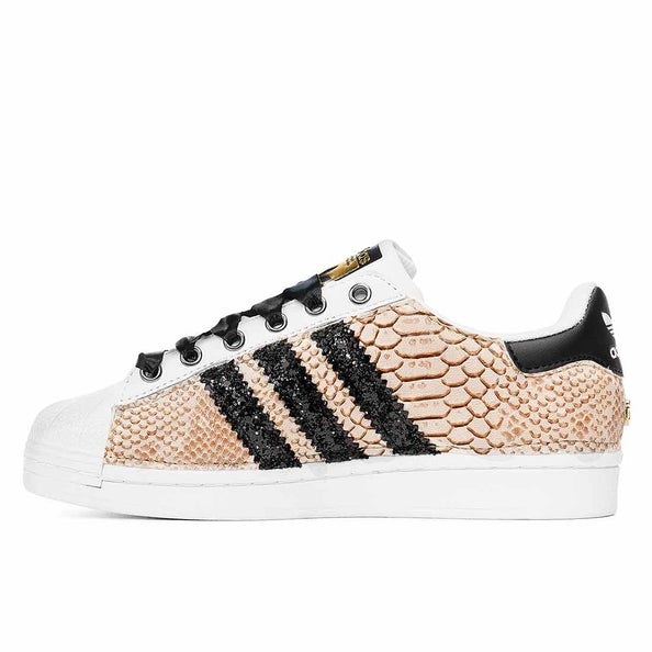adidas superstar con animalier in pitone e glitterate