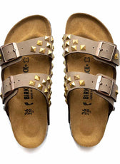 Personalizzazione Birkenstock Arizona con Borchie a Piramide Oro - Marrone Mocca - Outlet