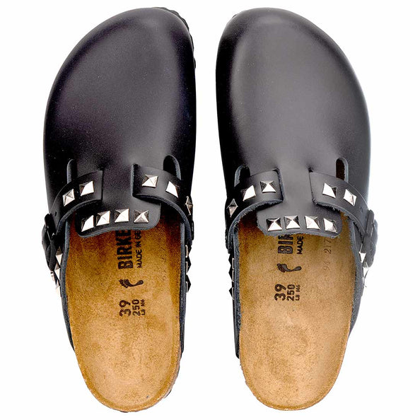 sabot birkenstock nere con borchie quadrate argento