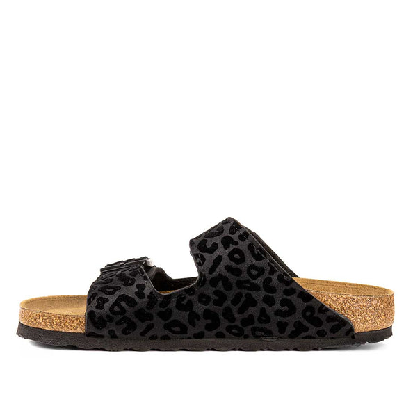 Birkentock nero tono su tono nero maculato con tessuto cucito a mano