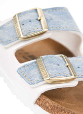 birkenstock bianche in denim jeans chiaro