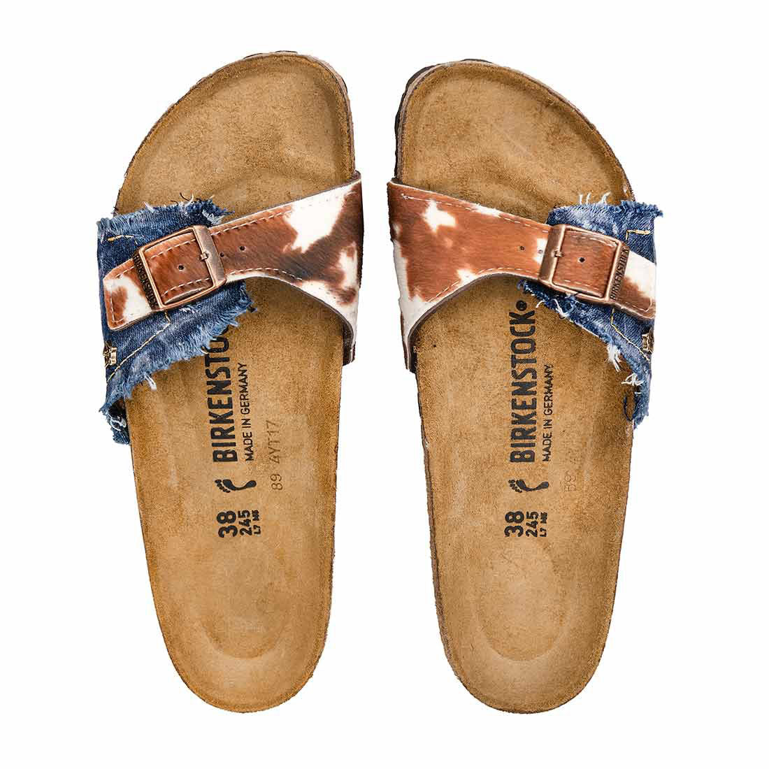 ciabatte birkenstock in denim blu e muccate