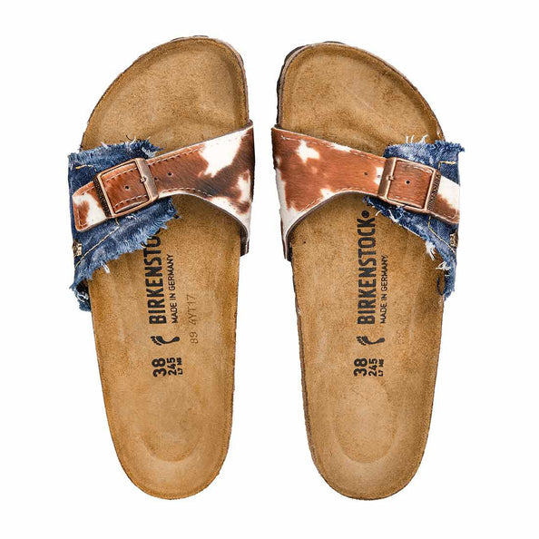 ciabatte birkenstock in denim blu e muccate