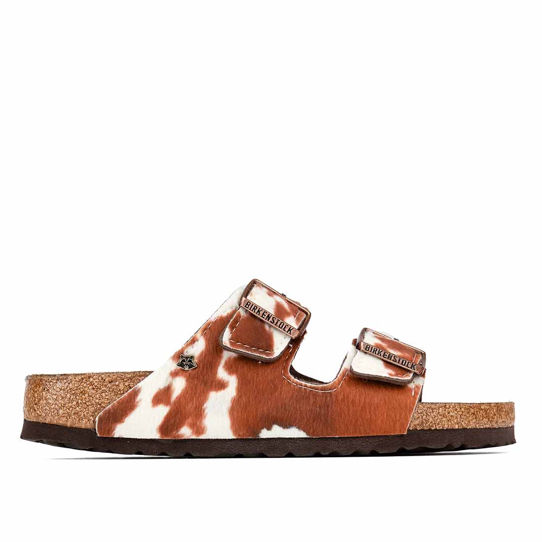 ciabatte birkenstock con effetto muccato marrone in stile country