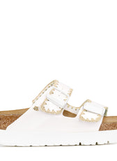 ciabatte birkenstock con suola zeppa ricamo nocciola