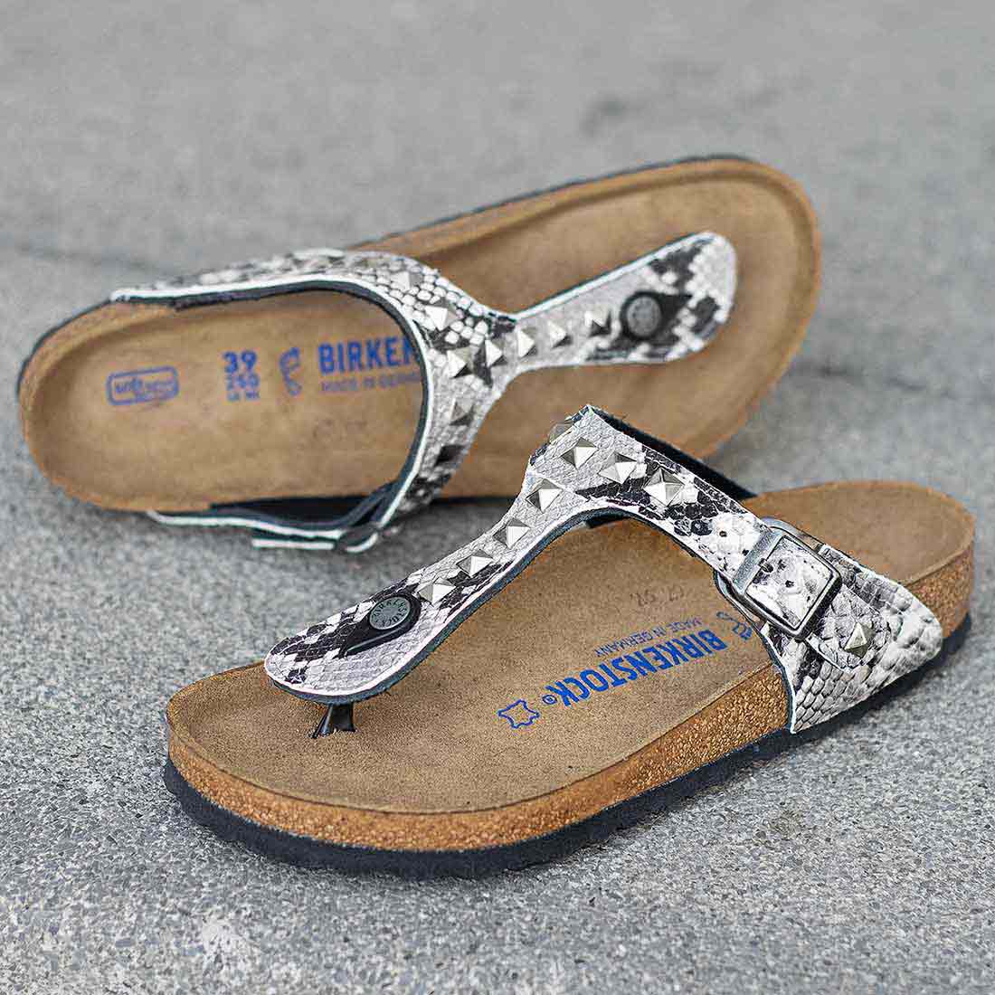 Personalizzazione Birkenstock Gizeh Pitonate con Borchie a Piramide - Outlet