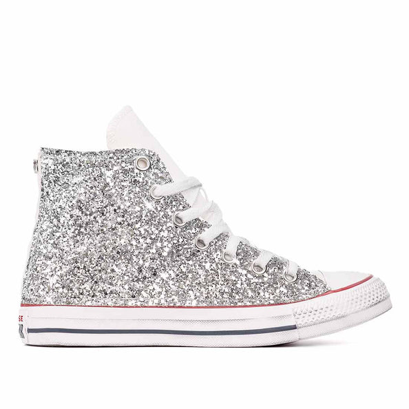 all star personalizzate con glitter argento