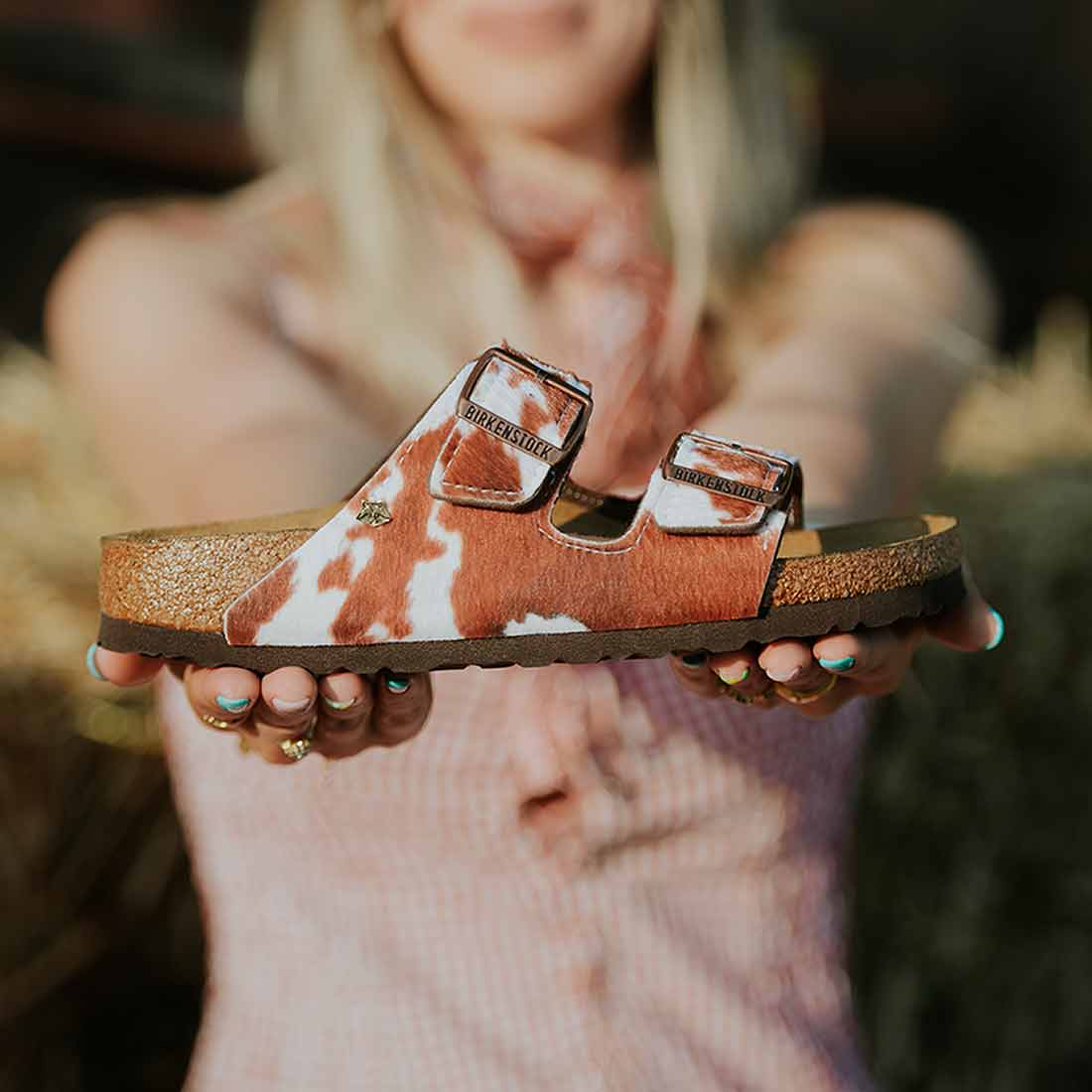 sandali birkenstock arizona muccate marroni